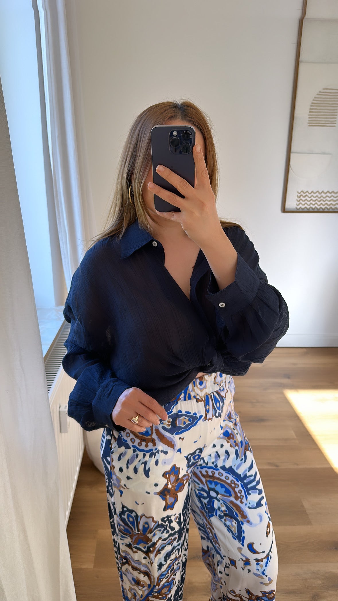 Oversize dunkel blau Sommer Hemd