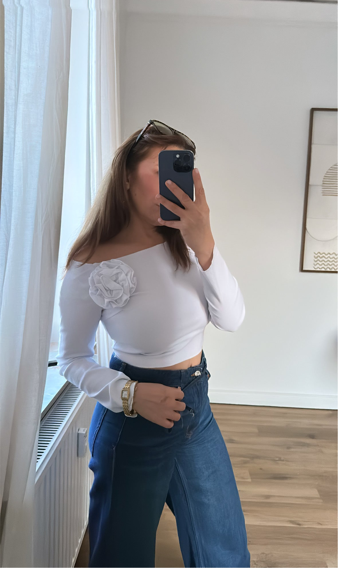Elastisches Oberteil mit abnehmbarer Blume