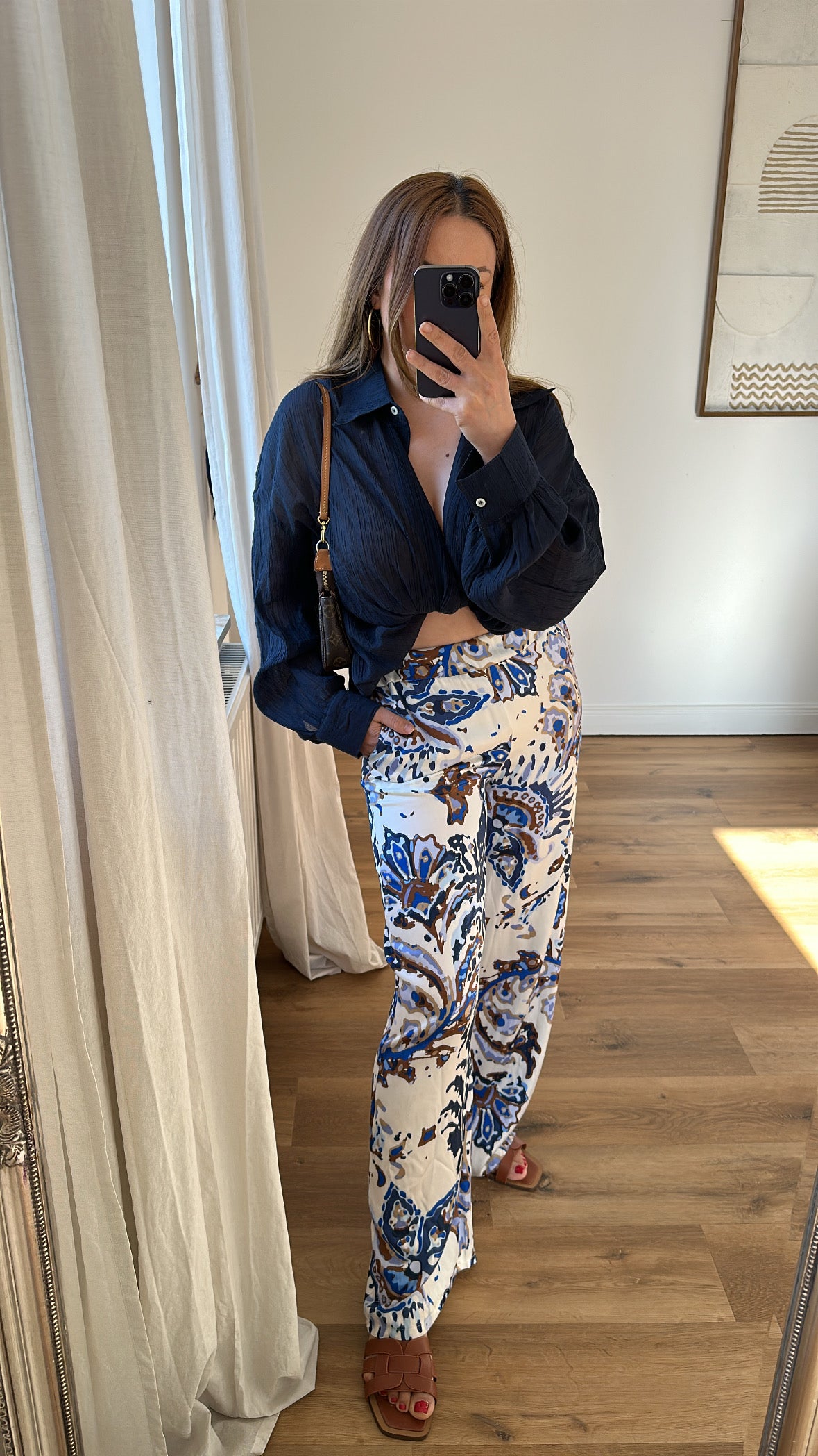 Weite Hose mit Print Seide /viscose Mischung