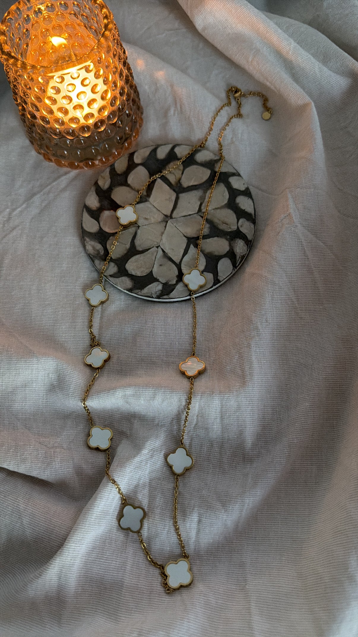 Lange Edelstahl Kleeblätter Halskette LIYA