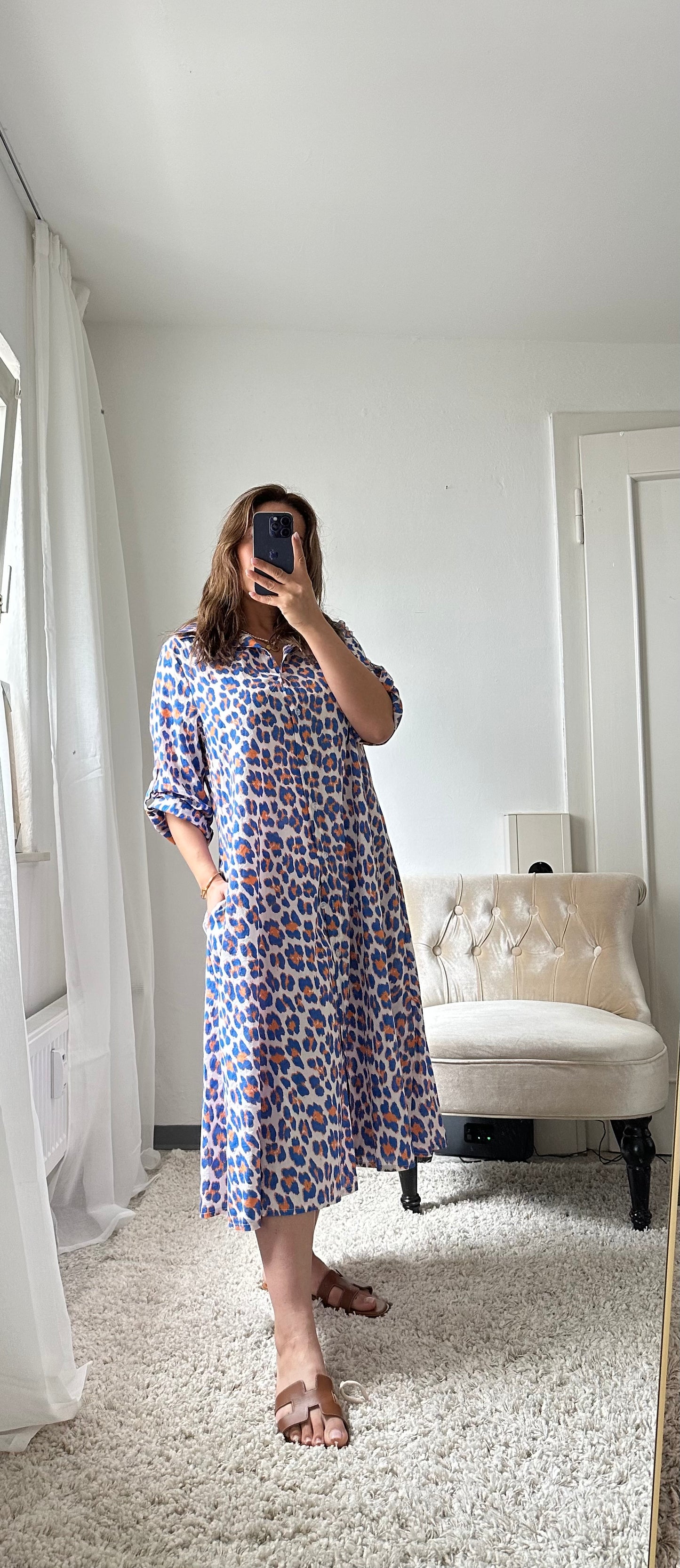Blau leo Kleid