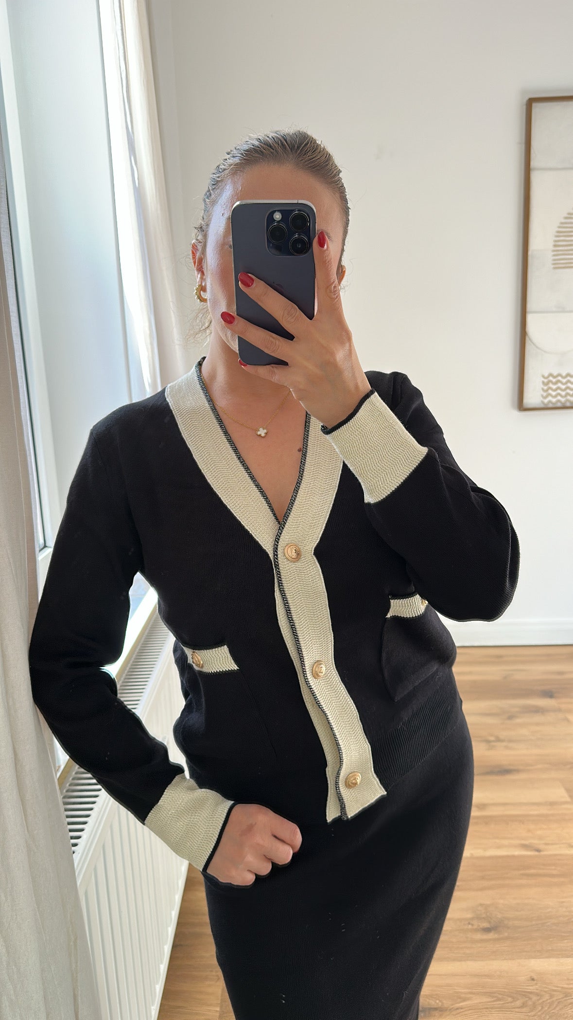 Strick Zweiteiler Rock und Jacke