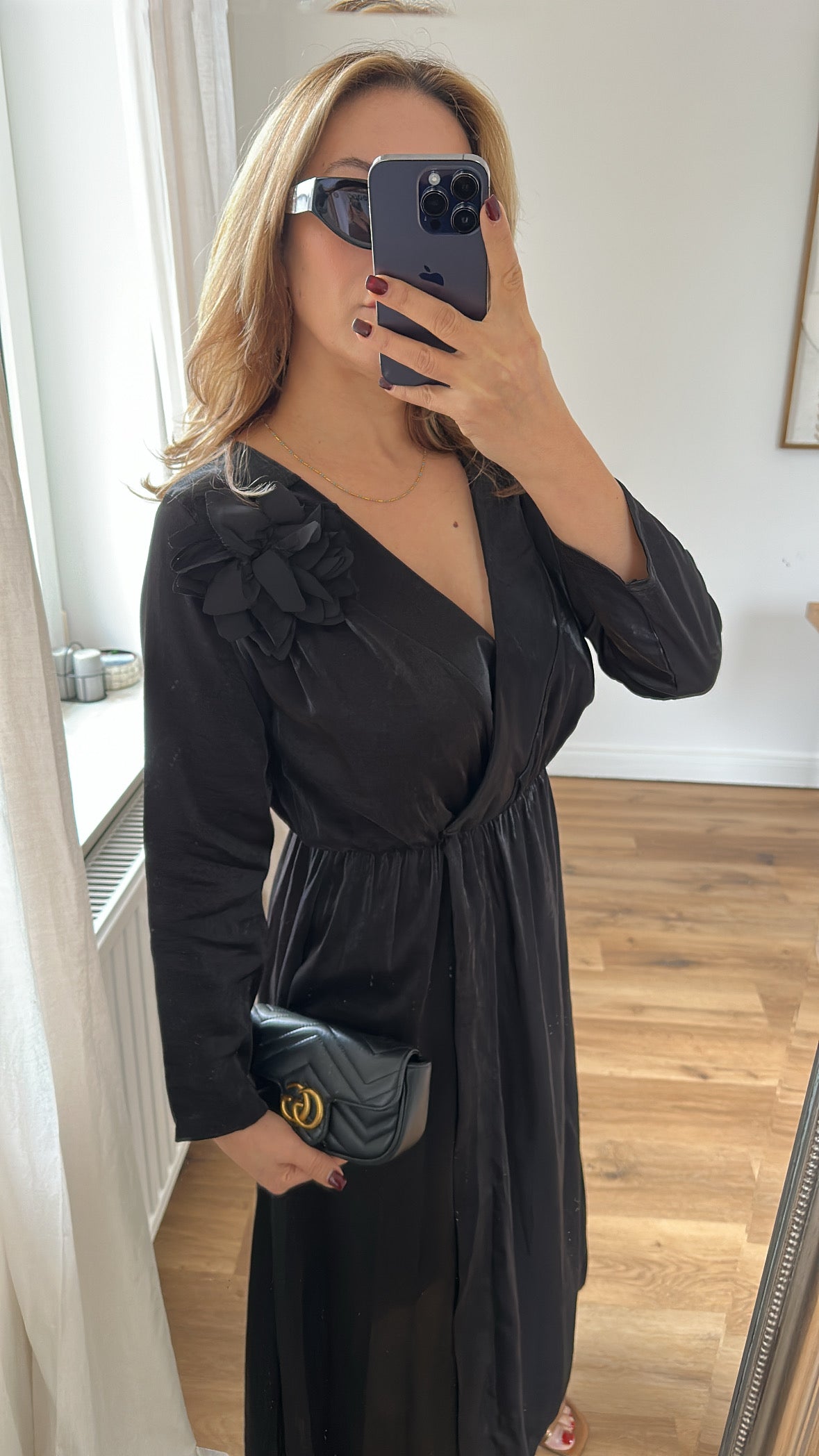 Satin viscose maxi Kleid