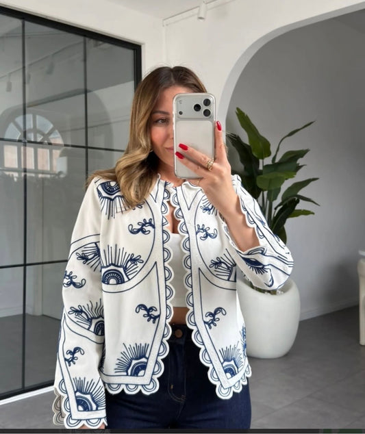 Bestickte Baumwolljacke MİLA