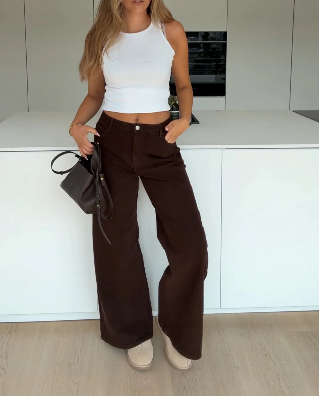 Wide Leg Jeans Dark chocolete