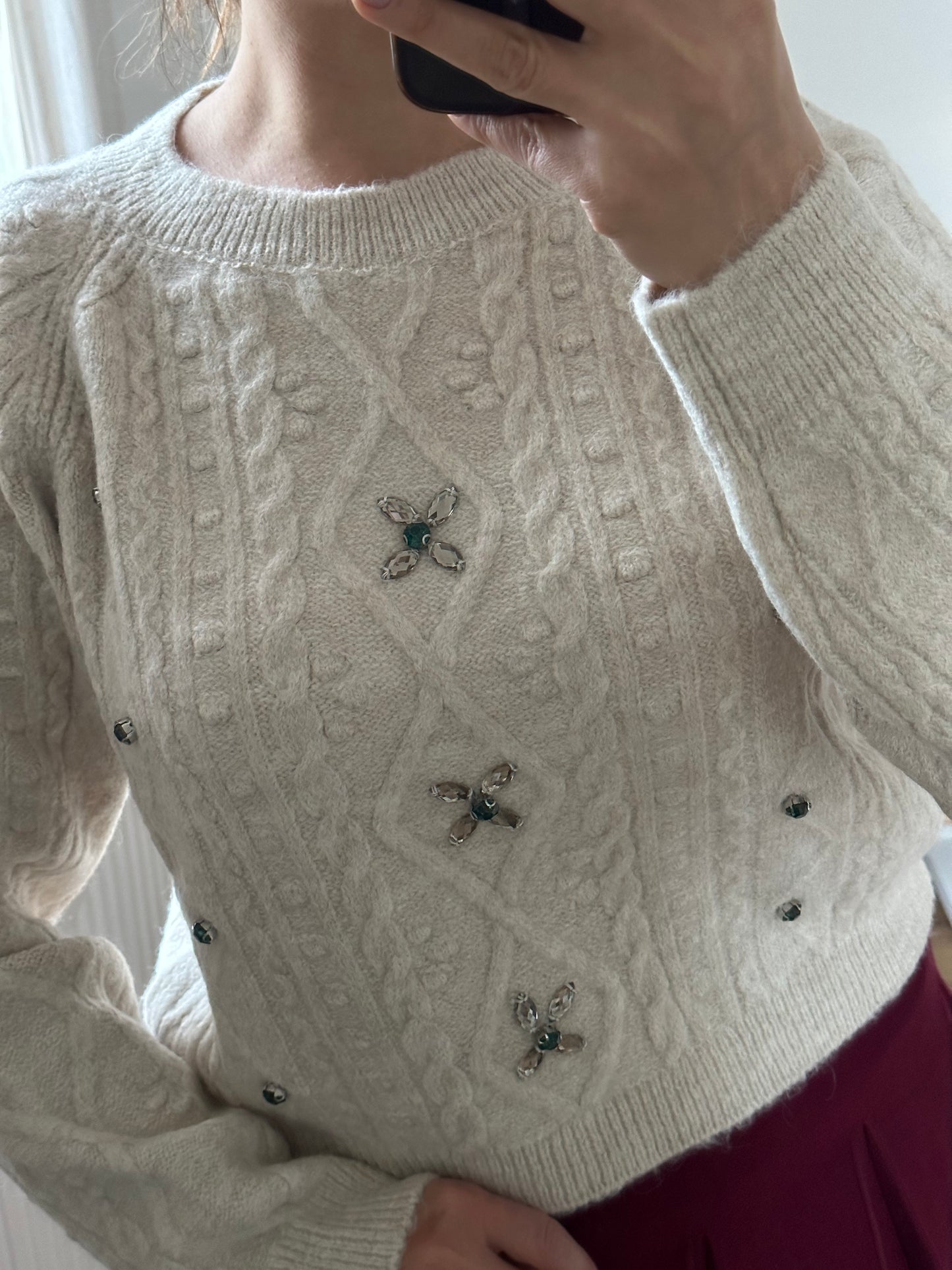Eleganter Strickpullover in Creme