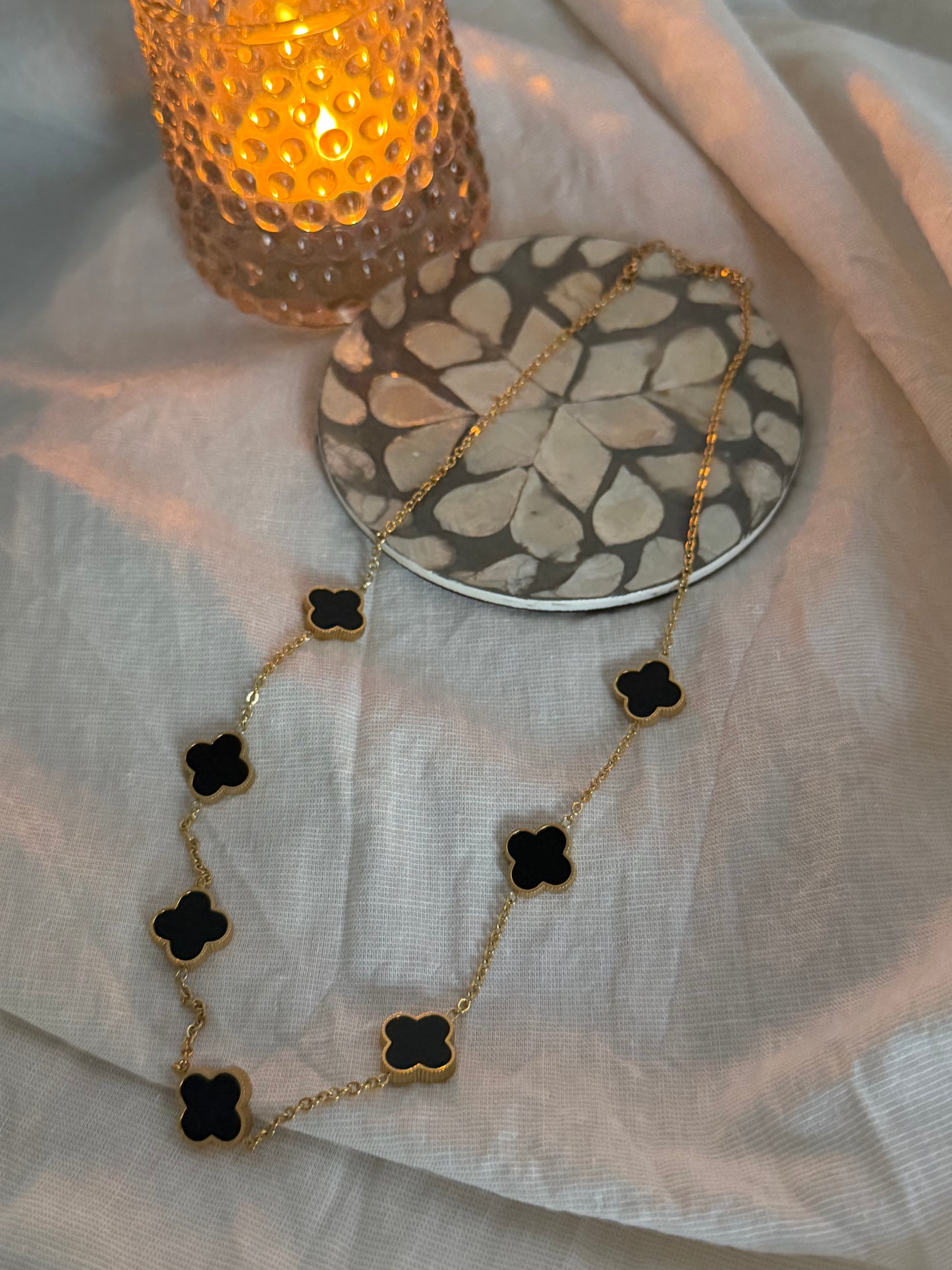 Edelstahl Kleeblätter Kette