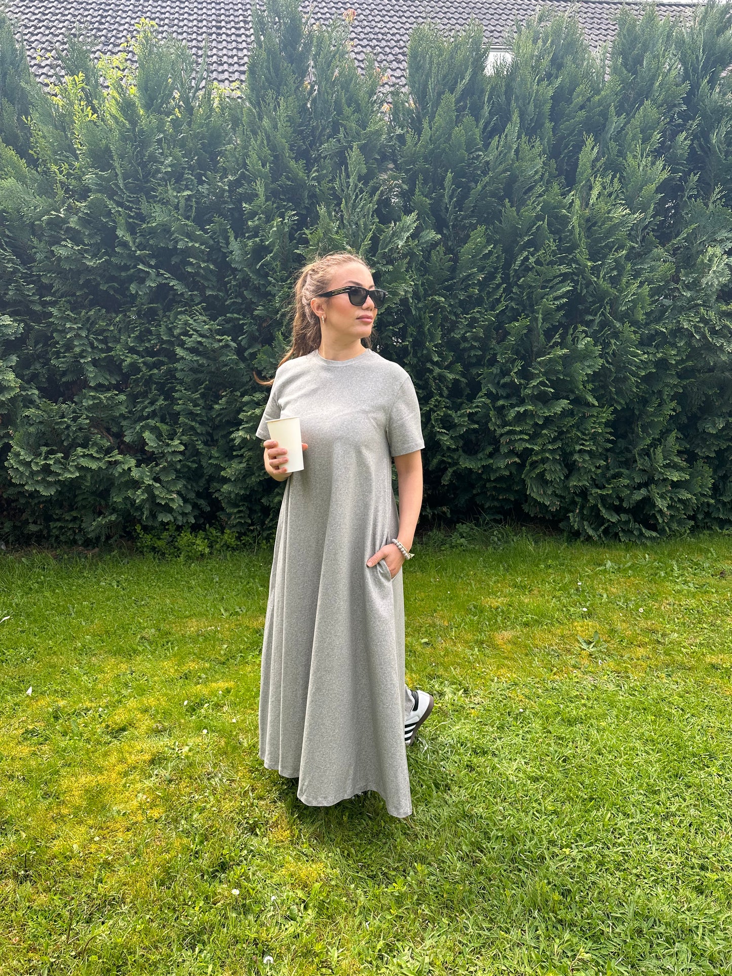 T-shirt maxikleid aus Baumwolle