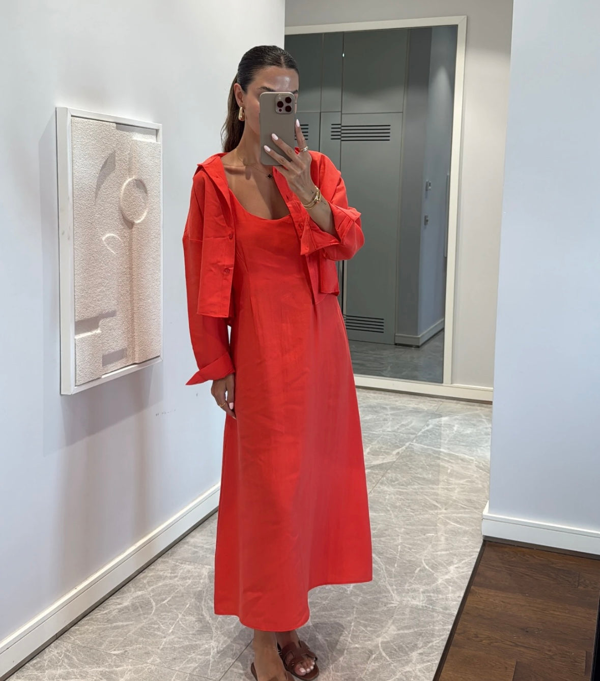 NOA - Elegantes Viskose-Set: Langes Kleid & Kurzes Hemd