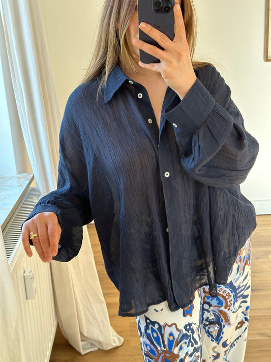 Oversize dunkel blau Sommer Hemd