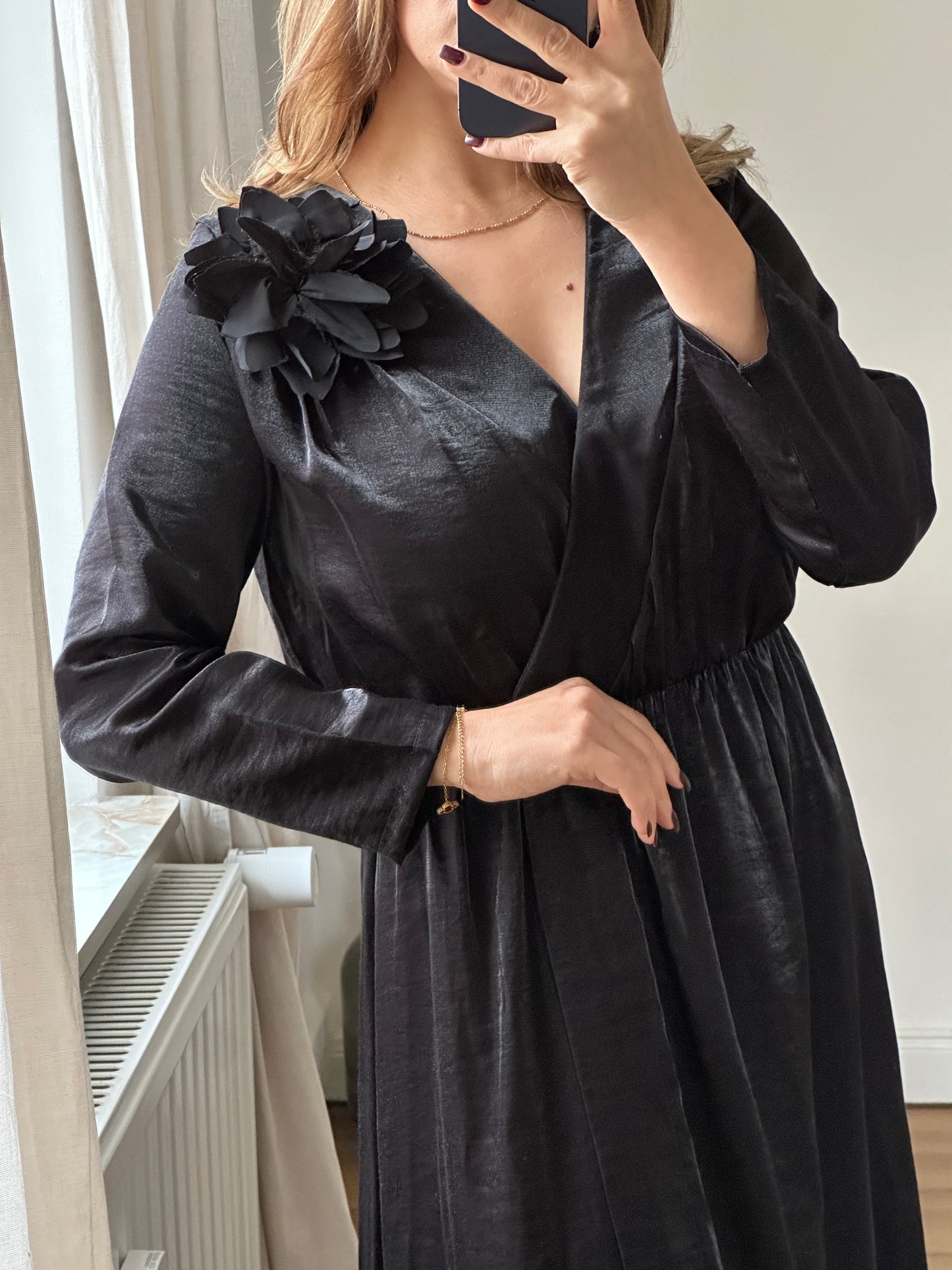 Satin viscose maxi Kleid