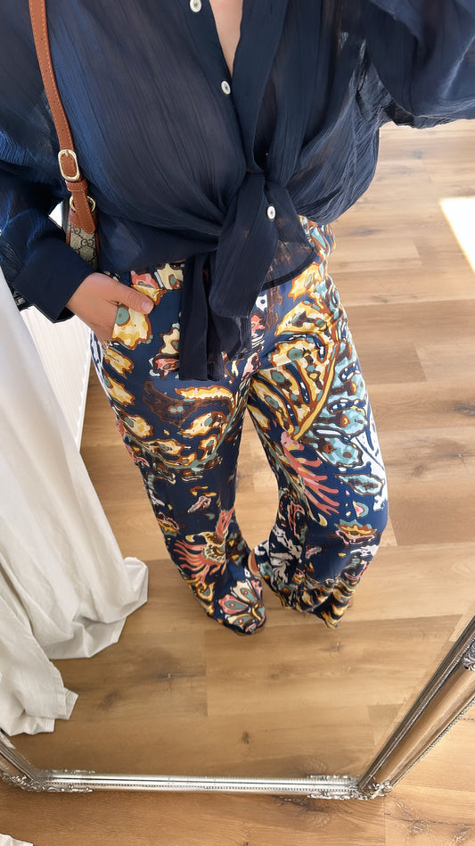 Weite Hose mit Print Seide /viscose Mischung