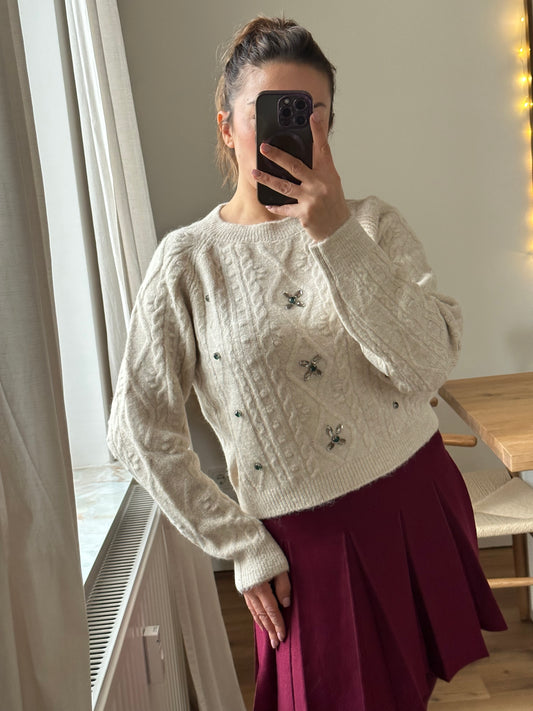 Eleganter Strickpullover in Creme