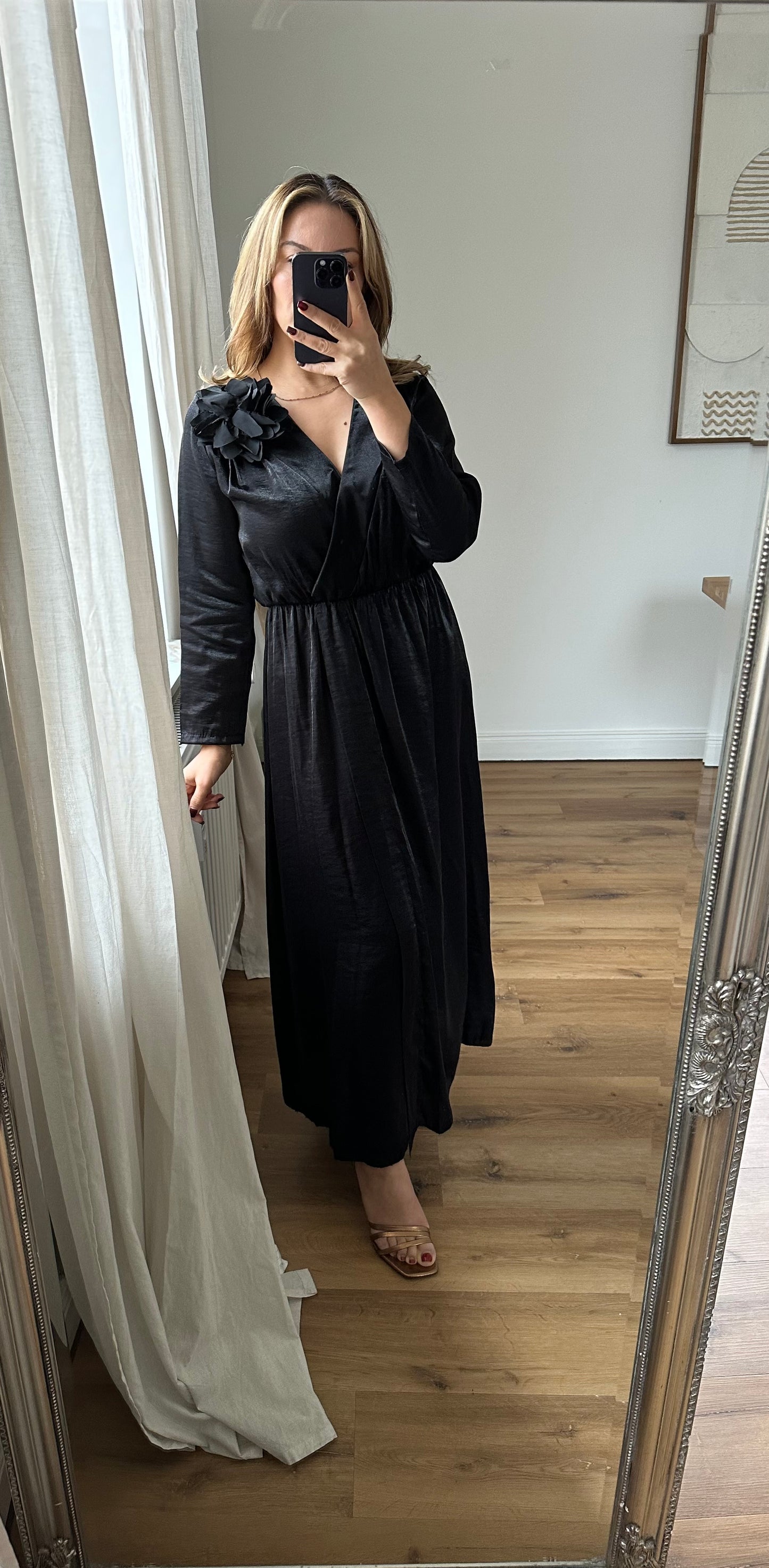 Satin viscose maxi Kleid