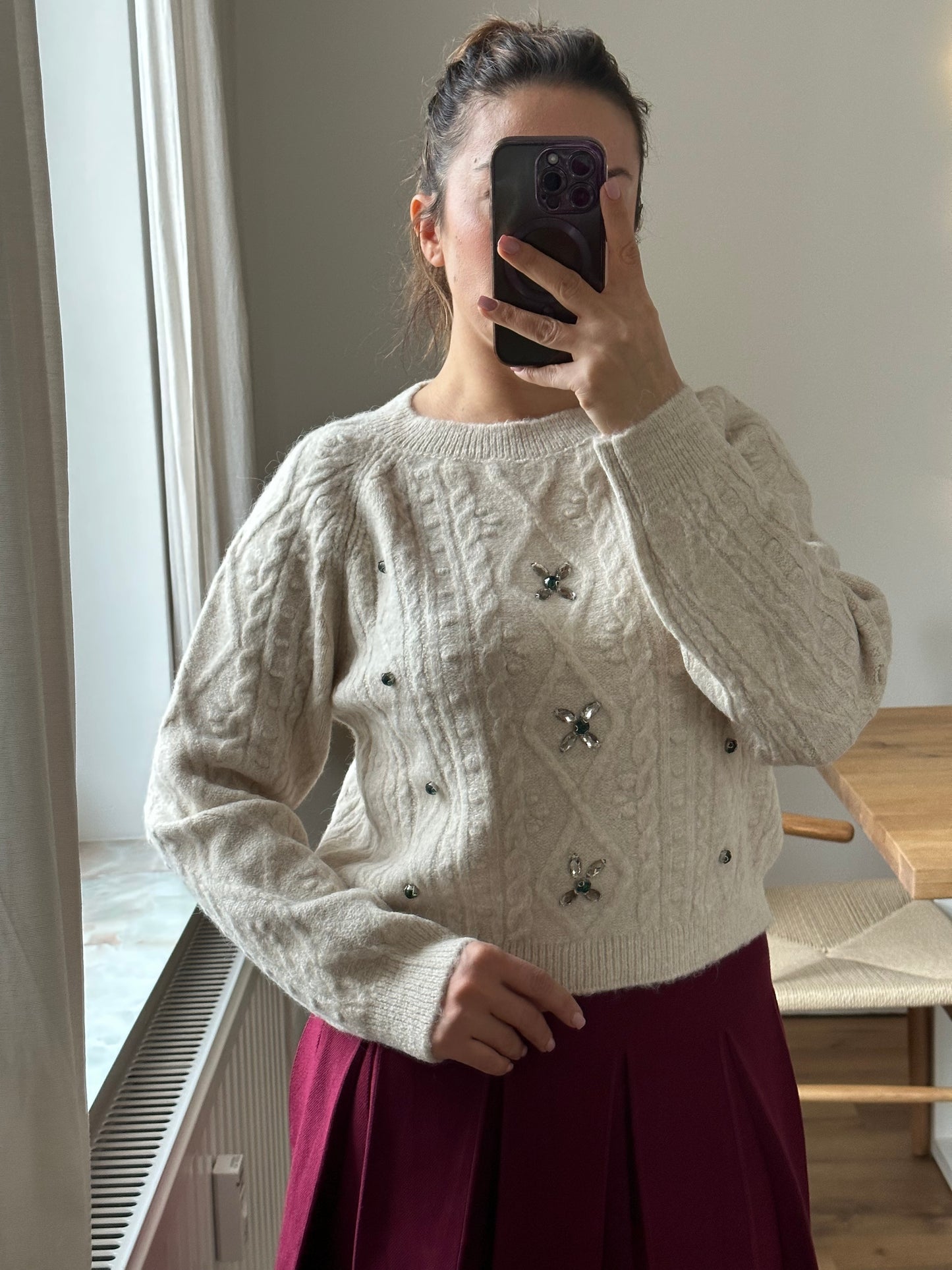 Eleganter Strickpullover in Creme