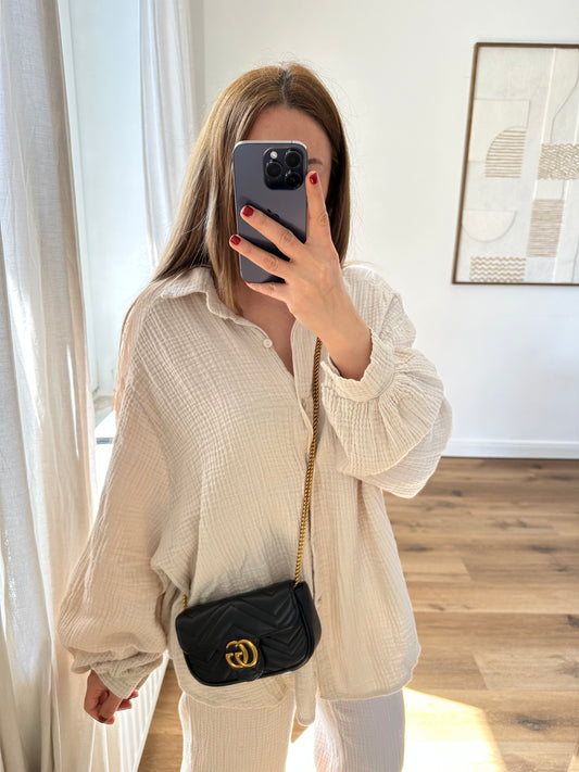 Oversize Musselin Hemd und Hose set SOFIA Beige