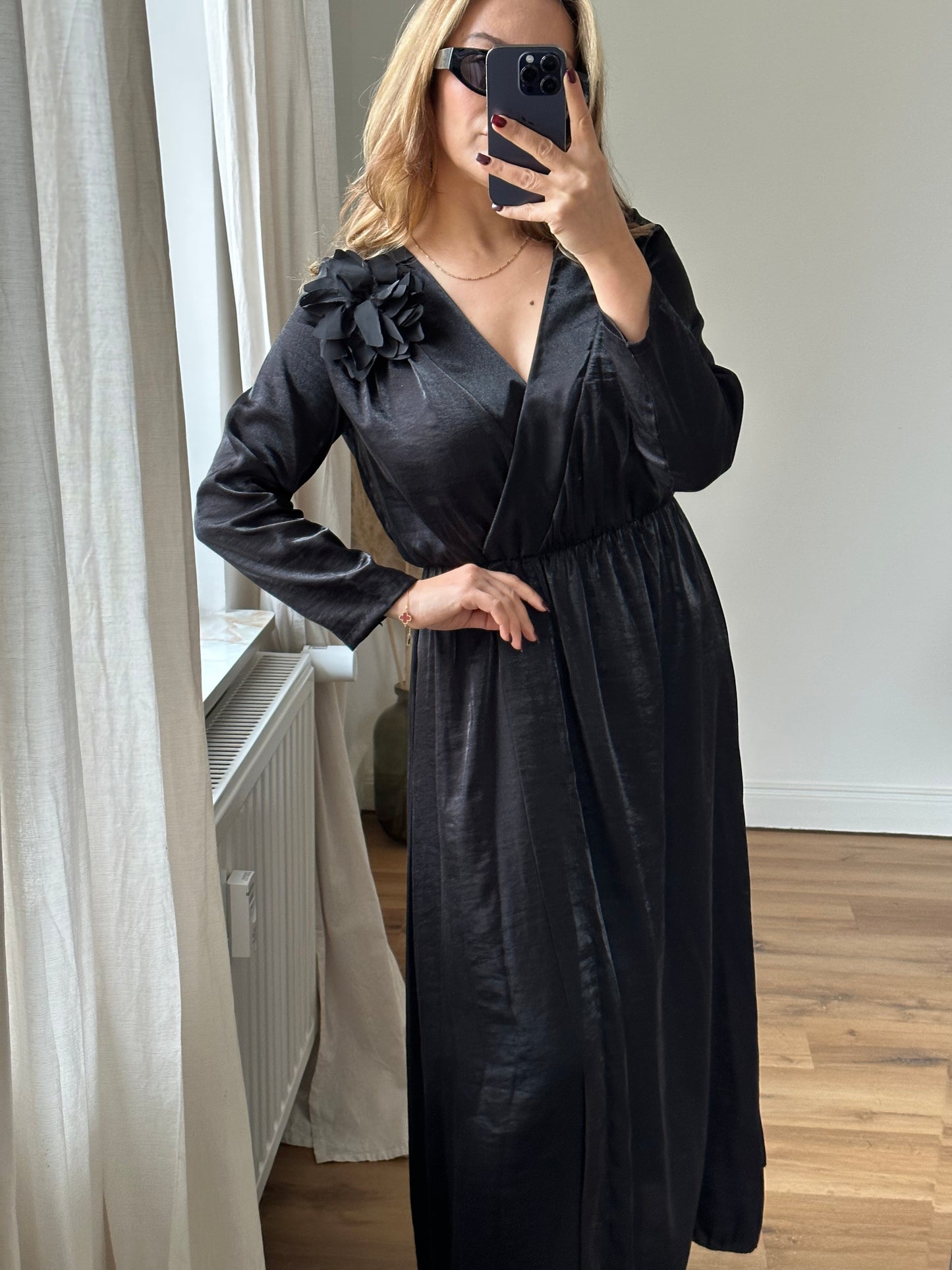 Satin viscose maxi Kleid