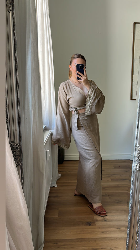 Zweiteiler Oberteil und Maxi Rock aus Baumwolle