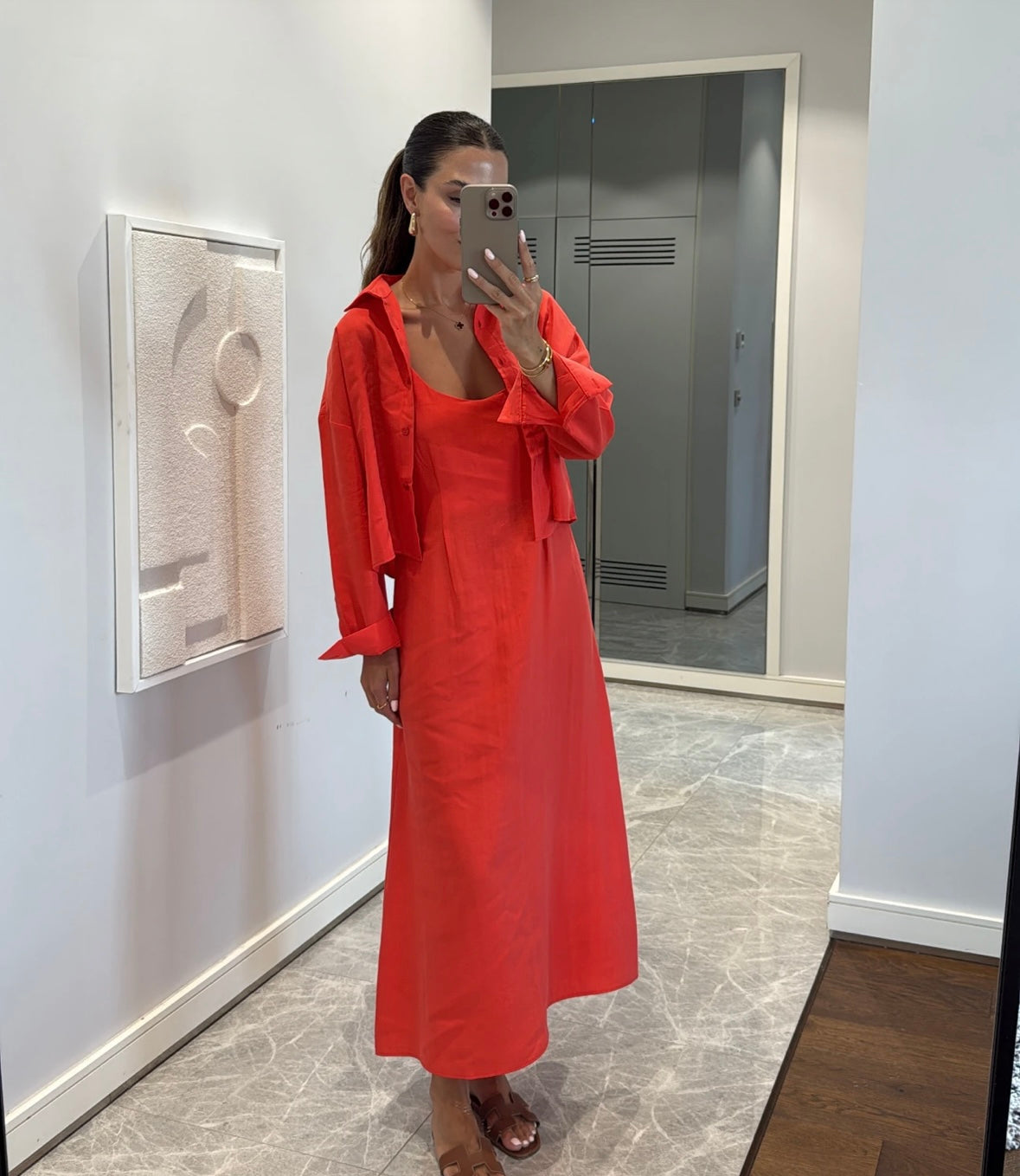 NOA - Elegantes Viskose-Set: Langes Kleid & Kurzes Hemd