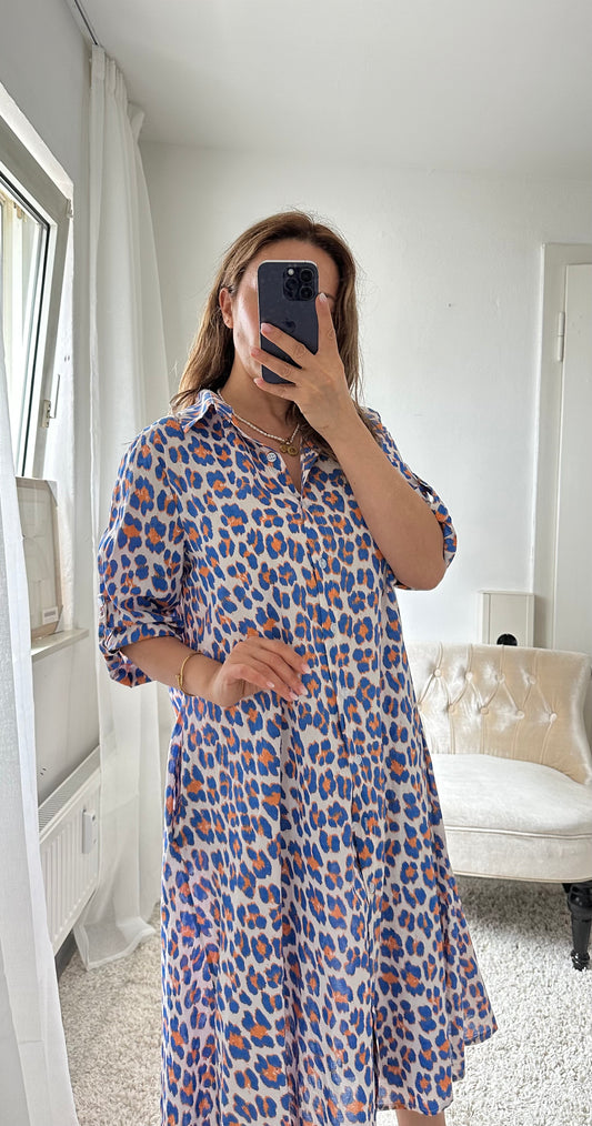 Blau leo Kleid