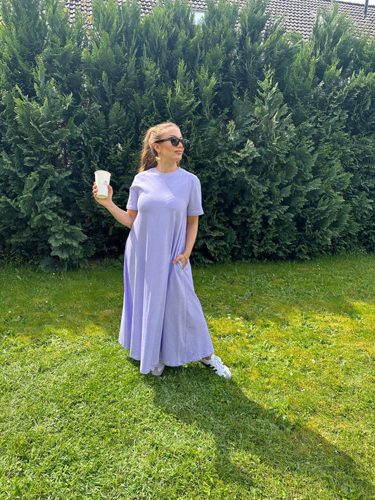 T-shirt maxikleid aus Baumwolle