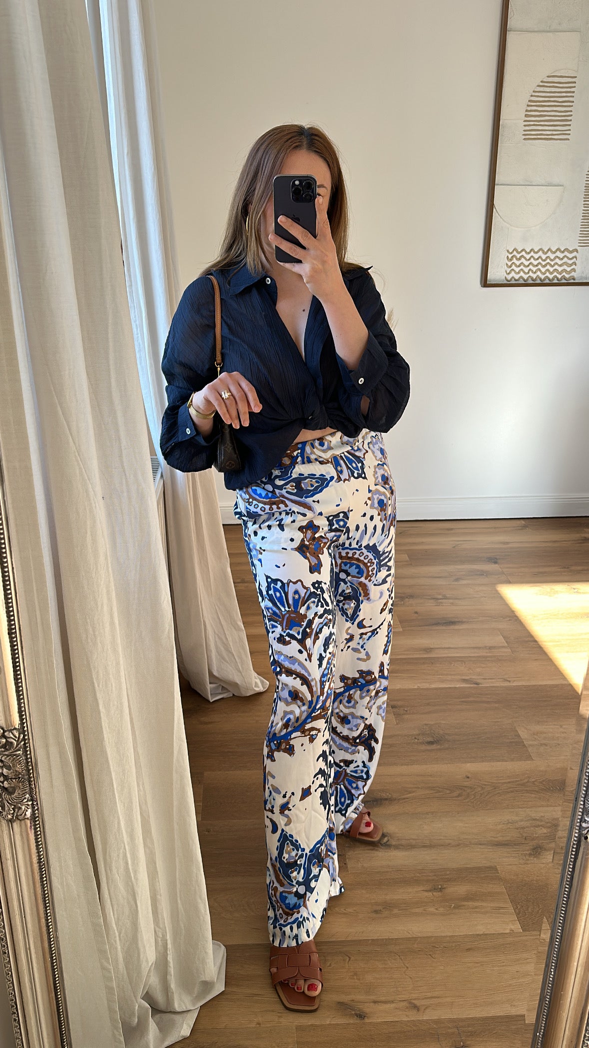 Weite Hose mit Print Seide /viscose Mischung