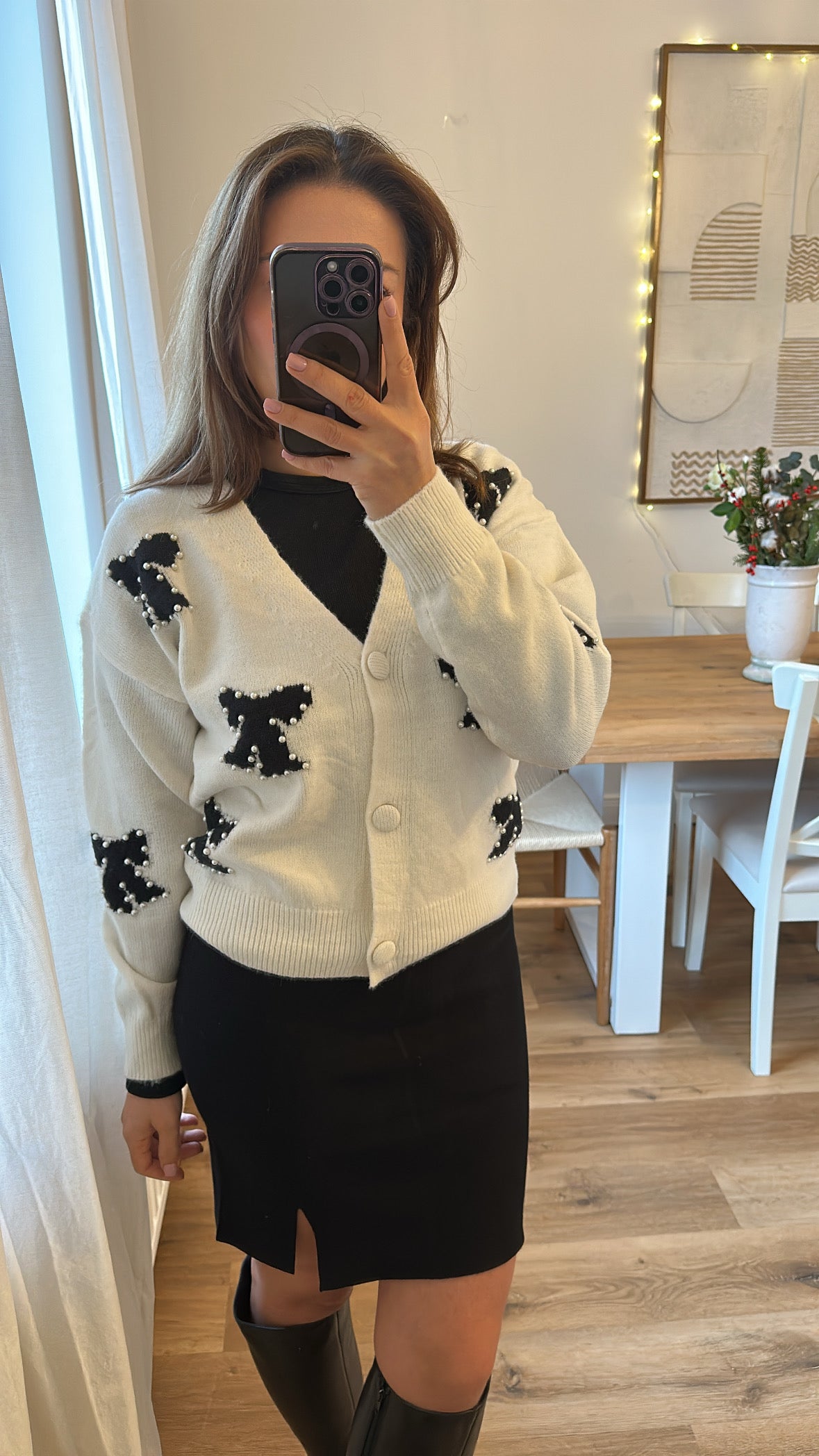 Strick Jacke mit Perlen