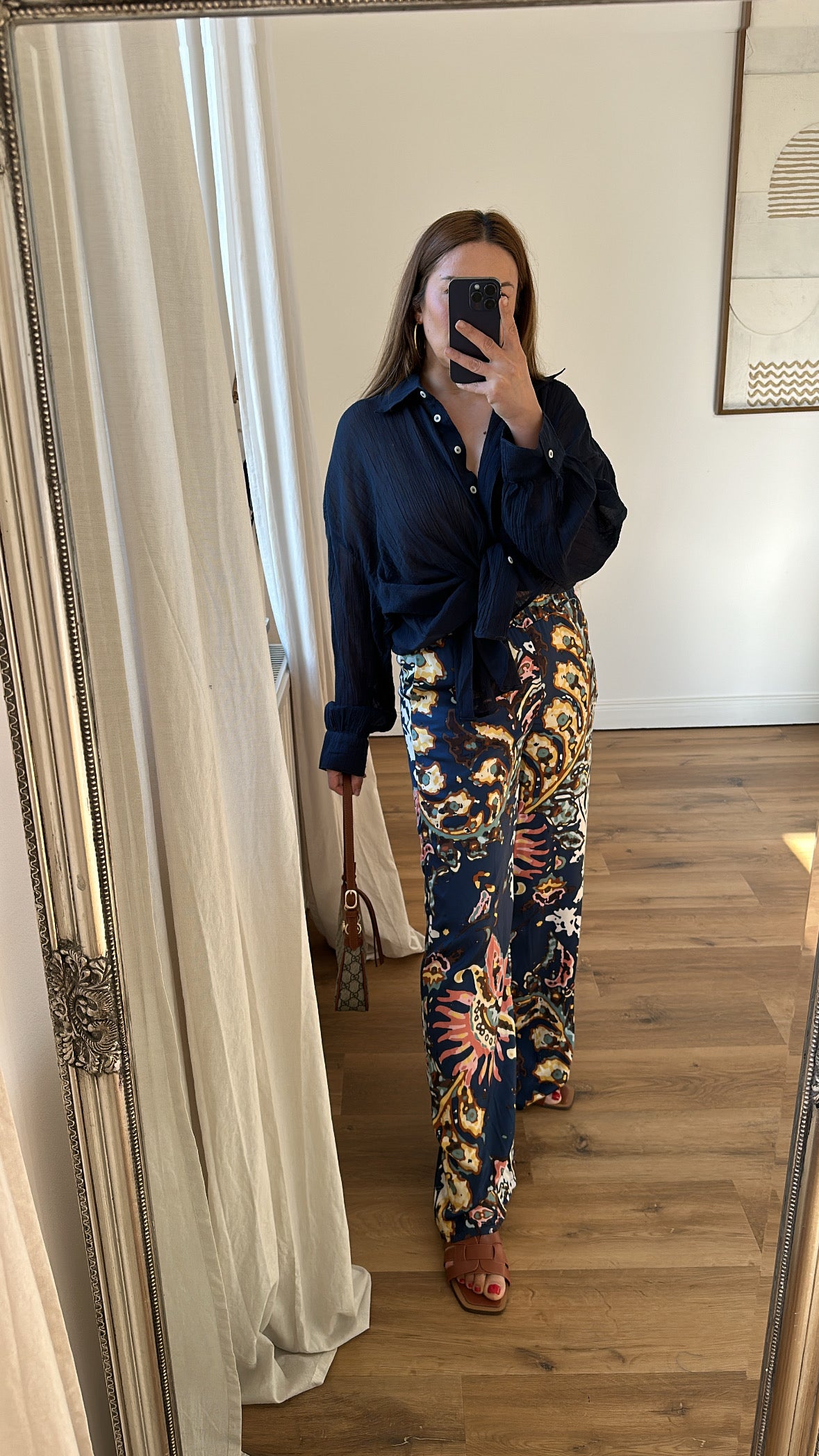 Weite Hose mit Print Seide /viscose Mischung