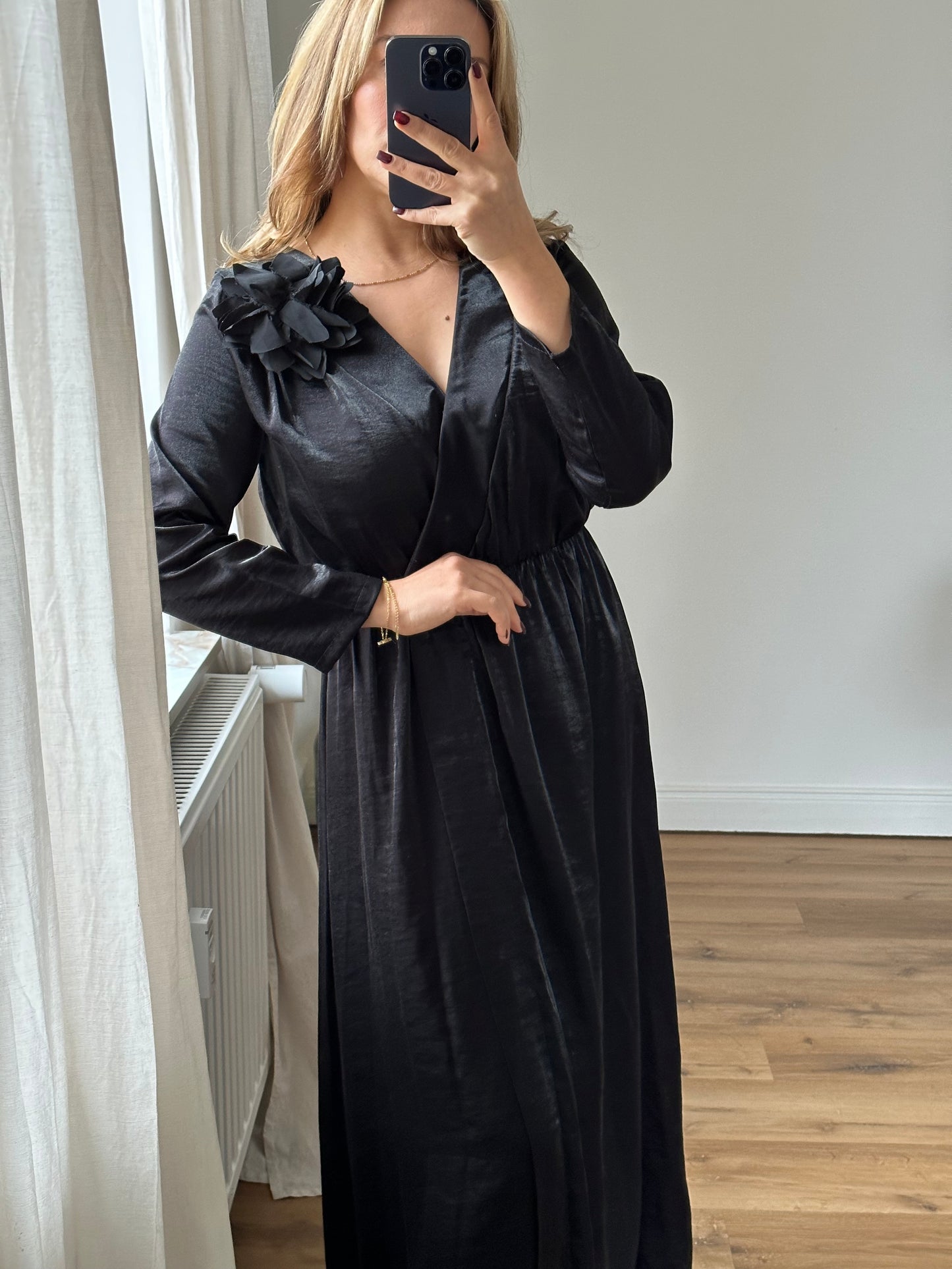 Satin viscose maxi Kleid