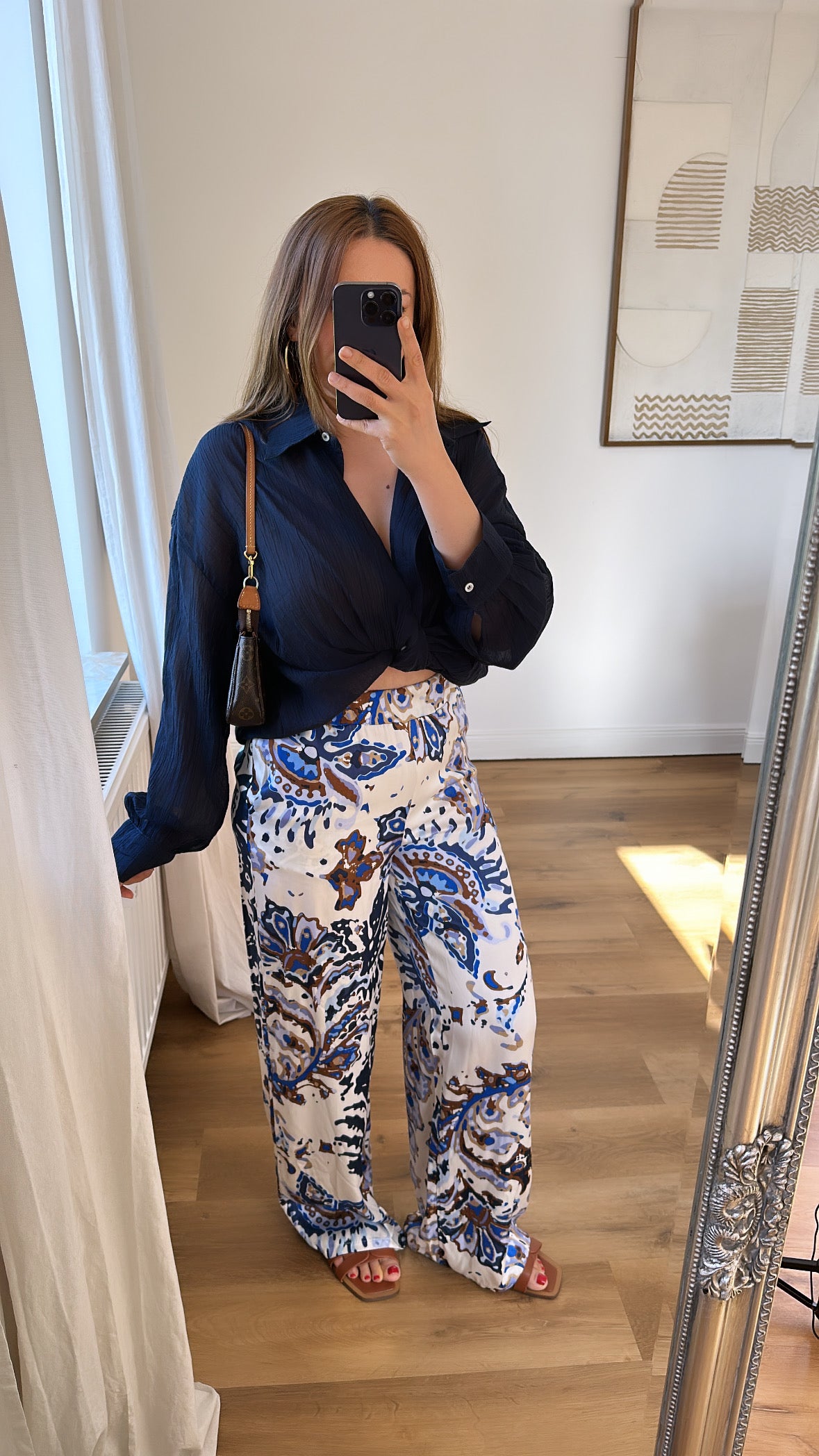 Weite Hose mit Print Seide /viscose Mischung