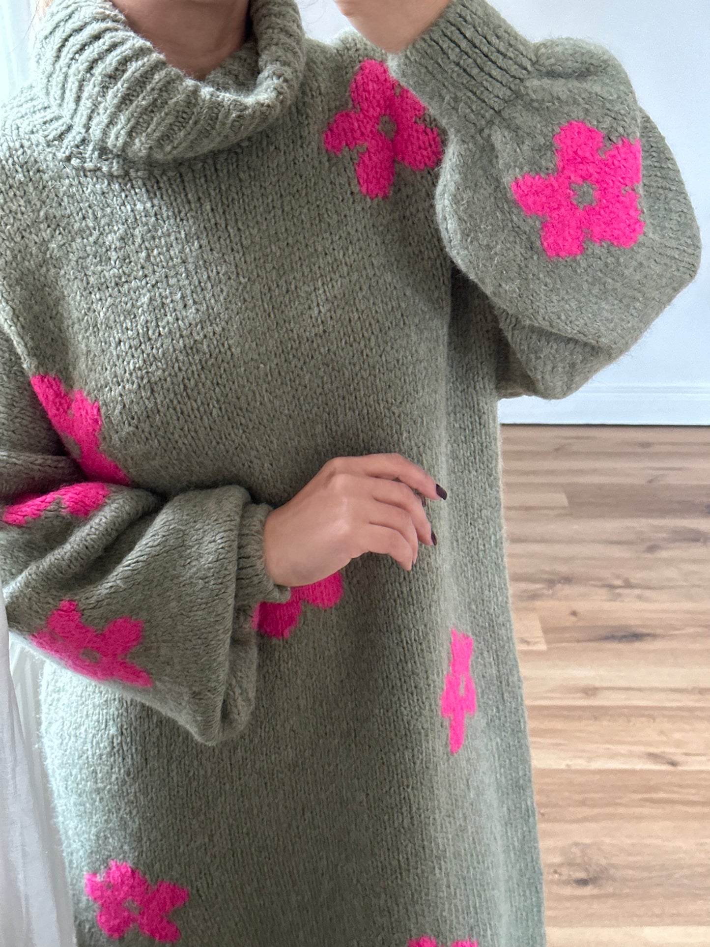 Floral Strick Kleid