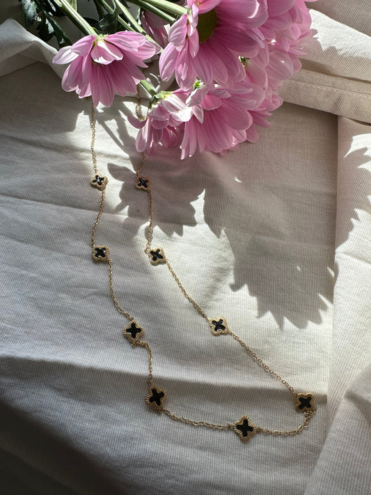 Lange Edelstahl Kleeblätter Halskette