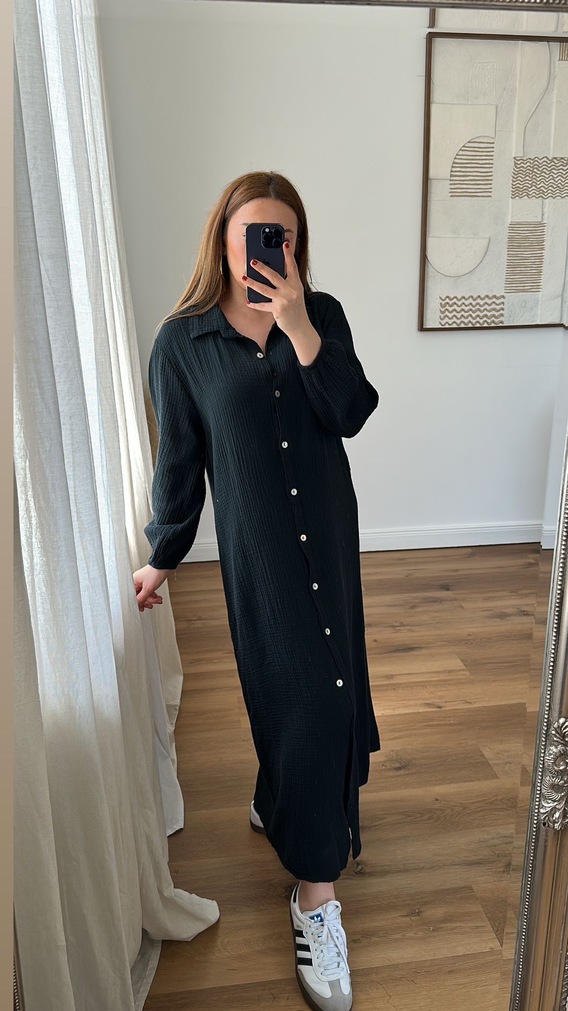 Musselin Hemdkleid (schwarz)