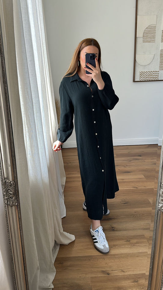 Musselin Hemdkleid (schwarz)