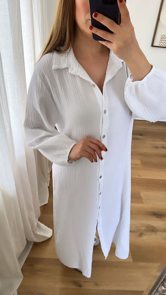 Musselin Hemdkleid (weiß)