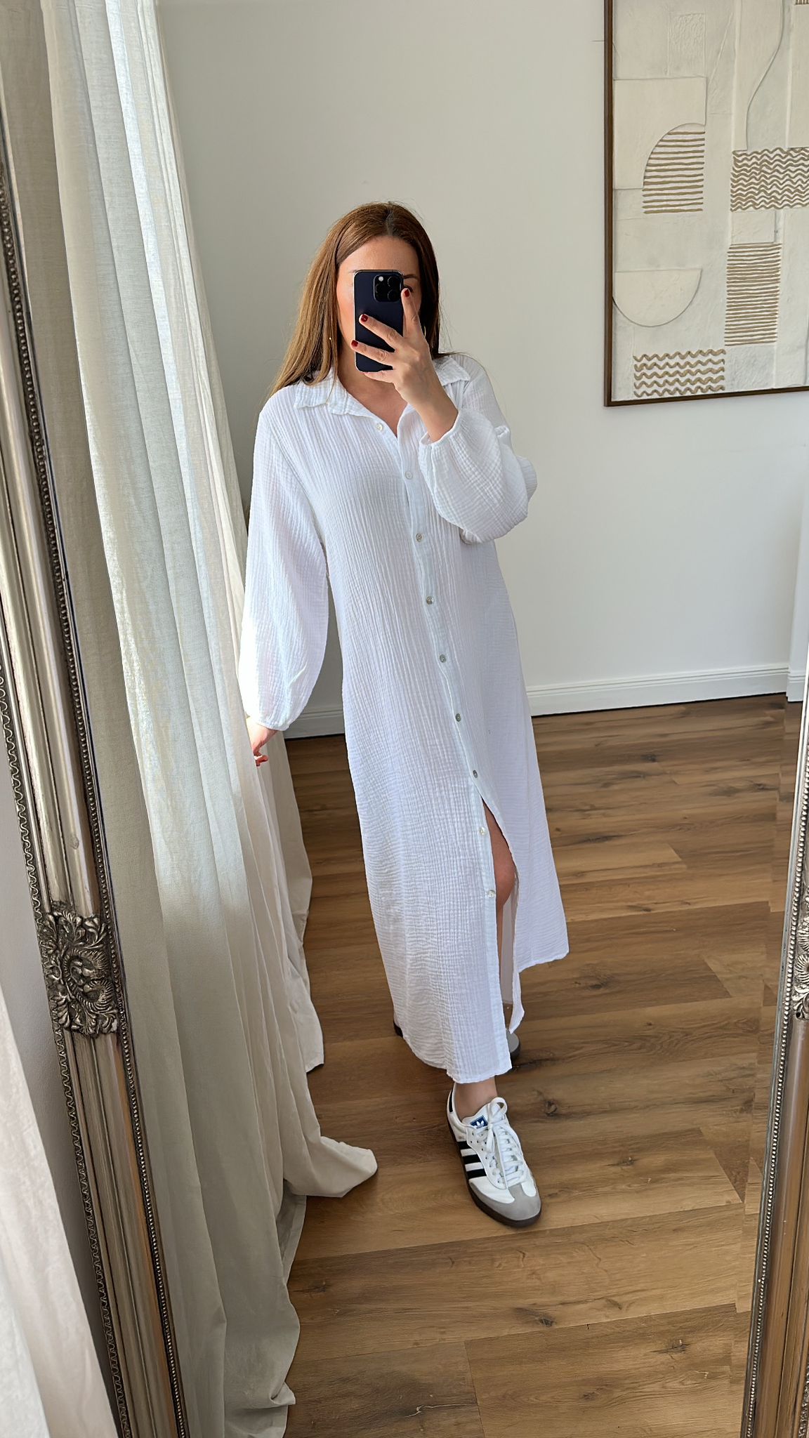 Musselin Hemdkleid (weiß)