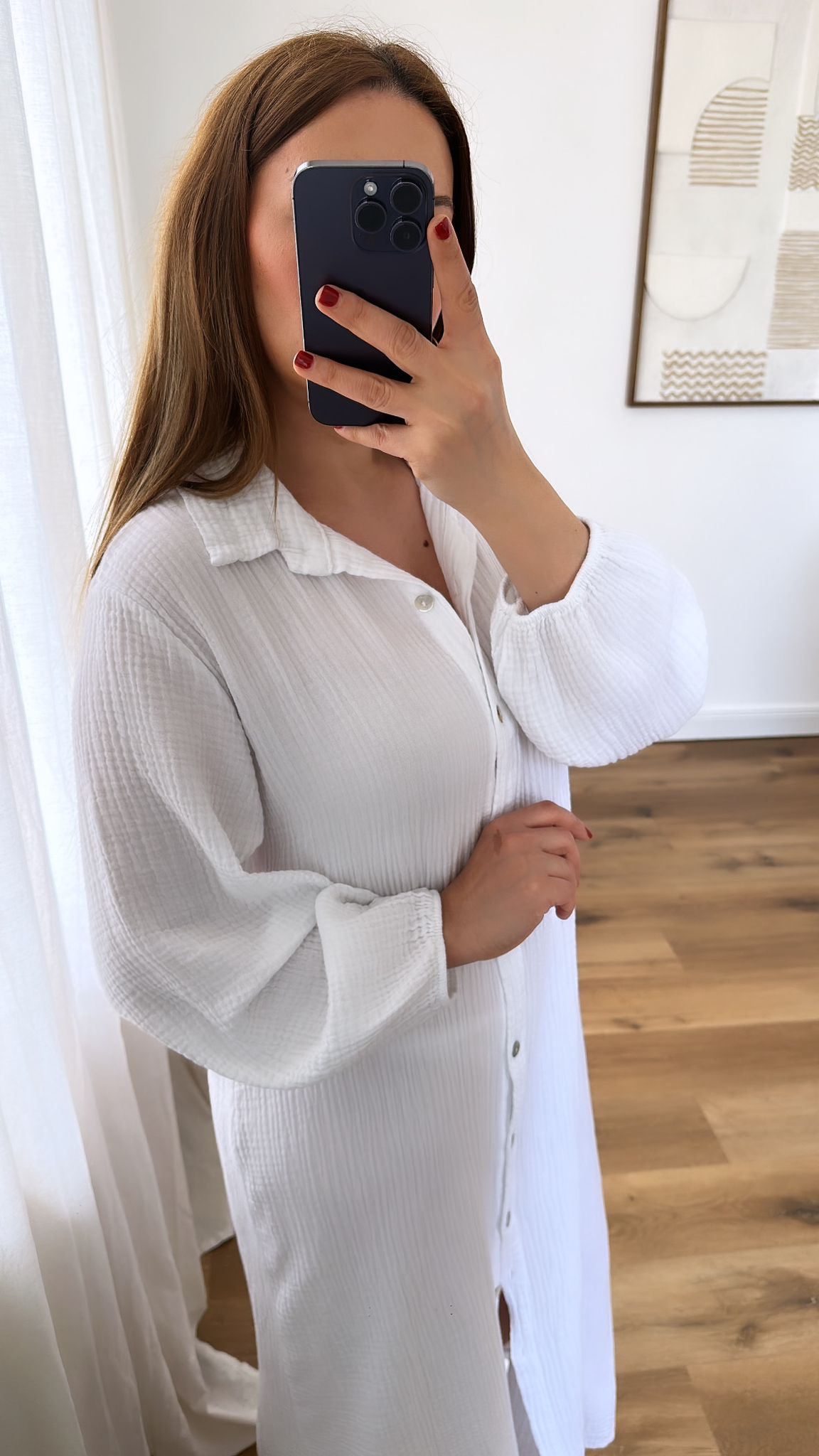 Musselin Hemdkleid (weiß)