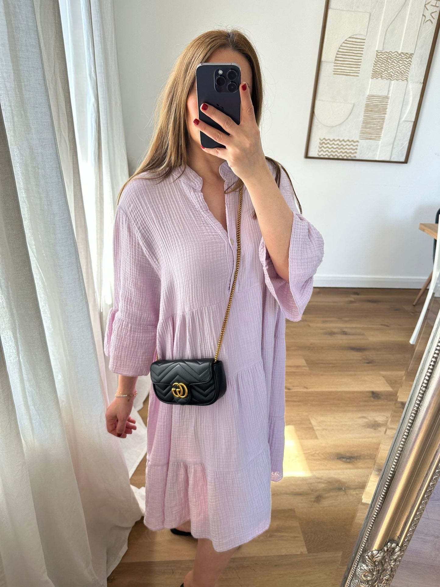 Oversize Musselinkleid (rosa)