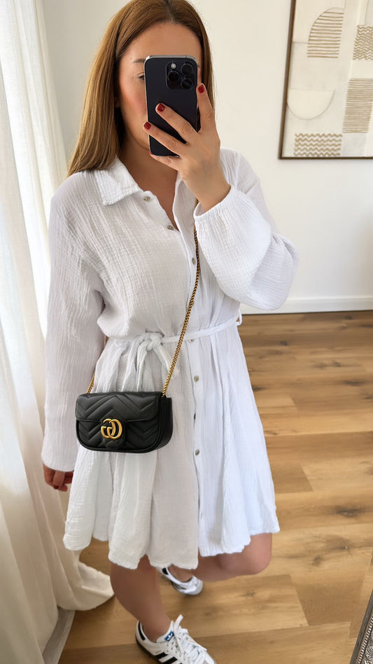 Kurzes Musselinkleid (weiß)