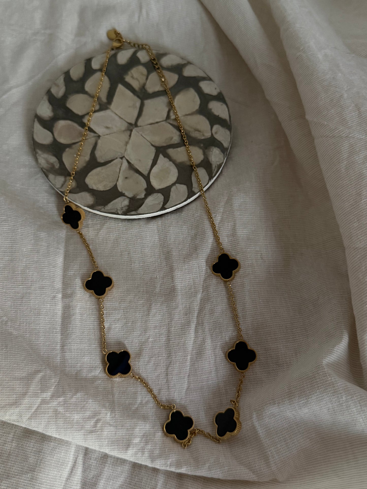 Edelstahl Kleeblätter Kette