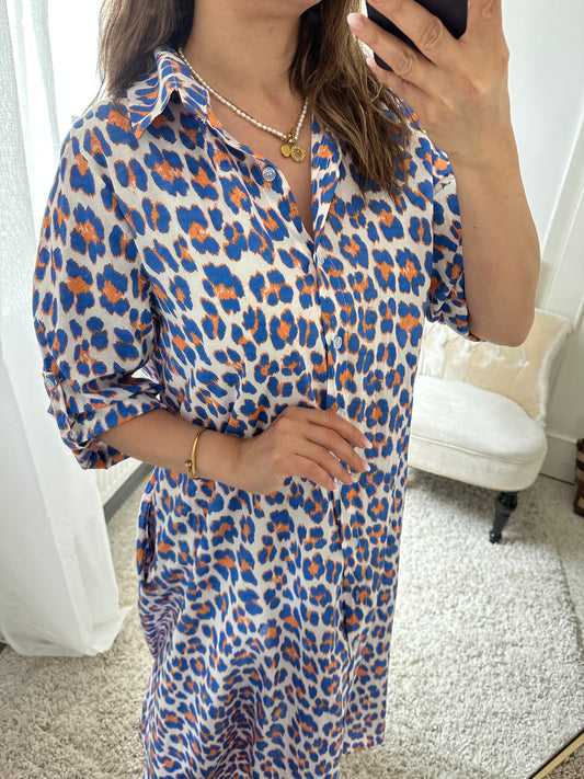 Blau leo Kleid