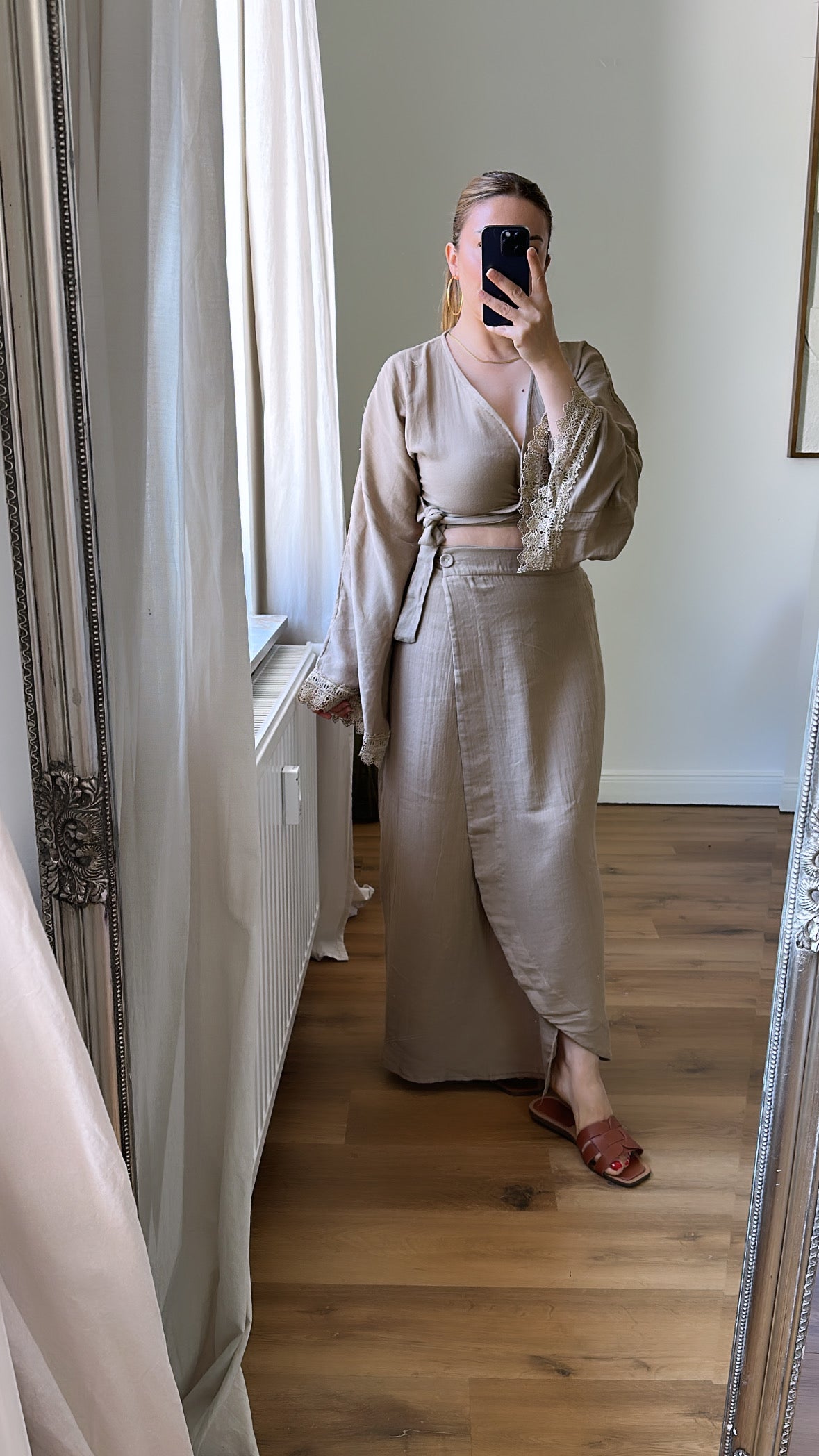 Zweiteiler Oberteil und Maxi Rock aus Baumwolle