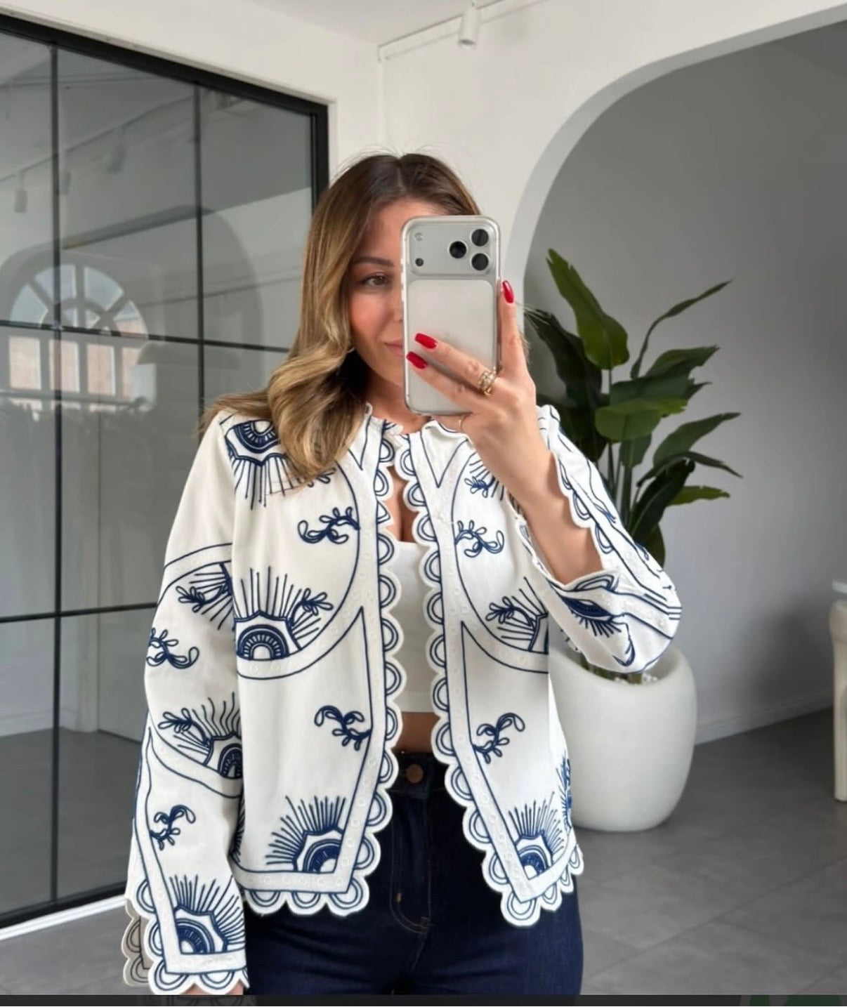 Bestickte Baumwolljacke MİLA