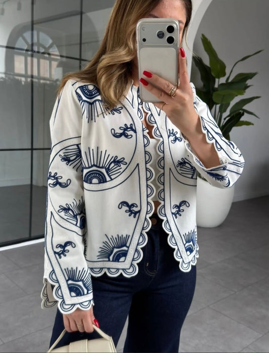 Bestickte Baumwolljacke MİLA