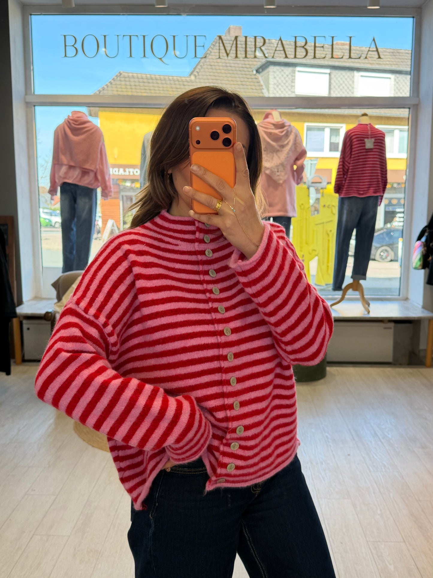 Gestreifte Strickjacke EMMA