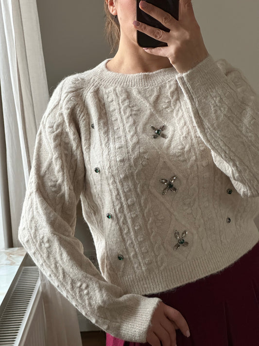 Eleganter Strickpullover in Creme