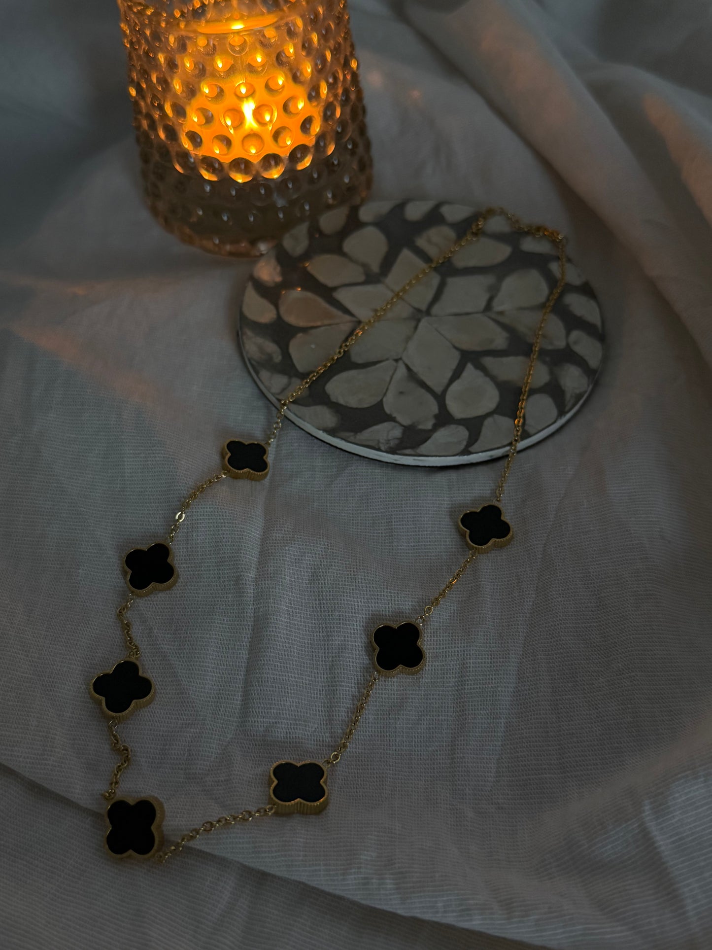 Edelstahl Kleeblätter Kette