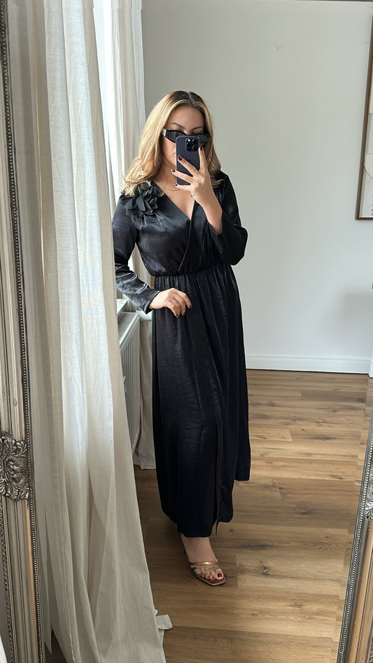 Satin viscose maxi Kleid