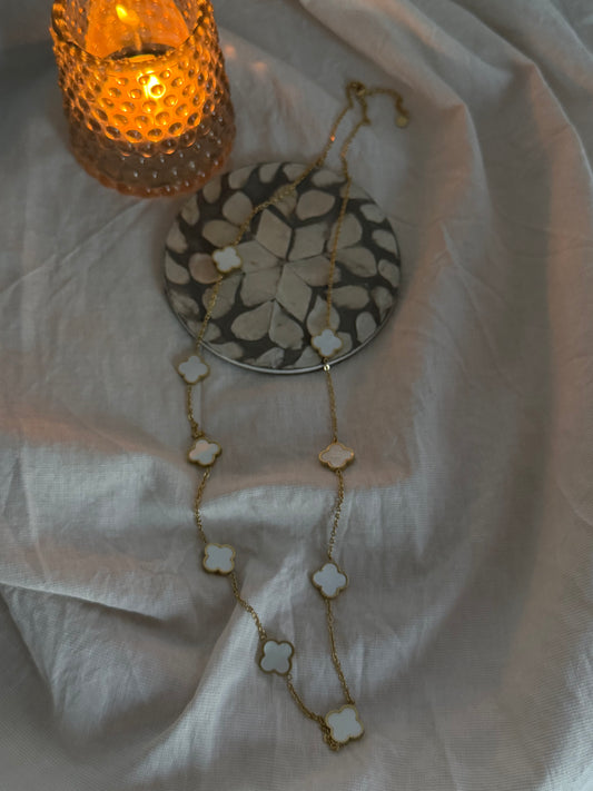 Lange Edelstahl Kleeblätter Halskette LIYA