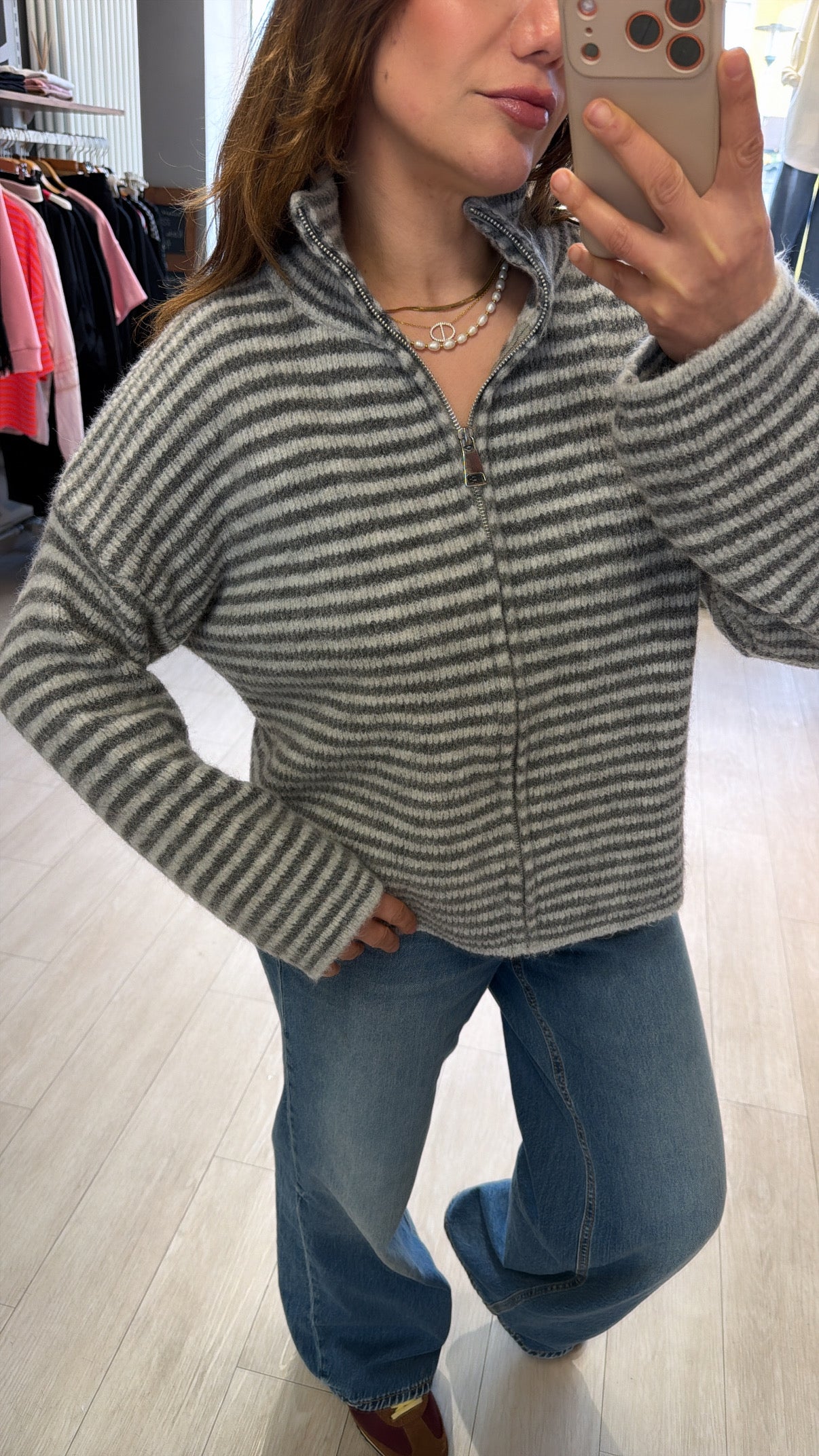 Gestreifte Strickjacke Hannah